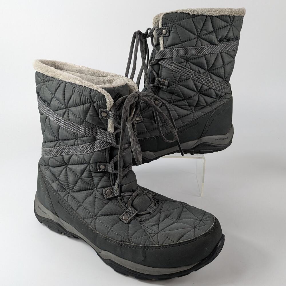 Columbia Womens Sz10 Snow Boots Loveland Mid Thermal Black Waterproof Techlite
